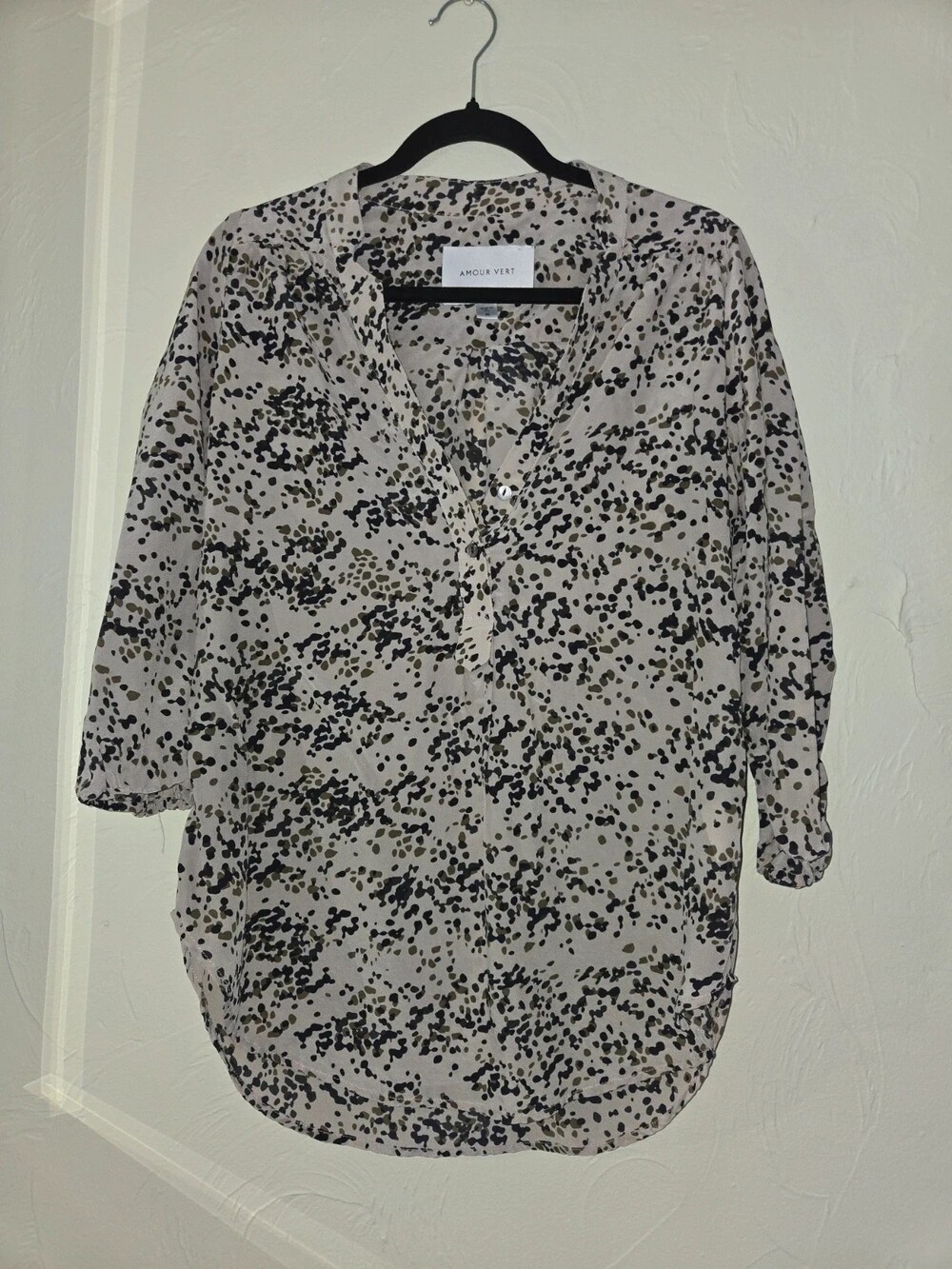 Amour Vert Silk Animal Print Blouse - Size Medium - Made in USA